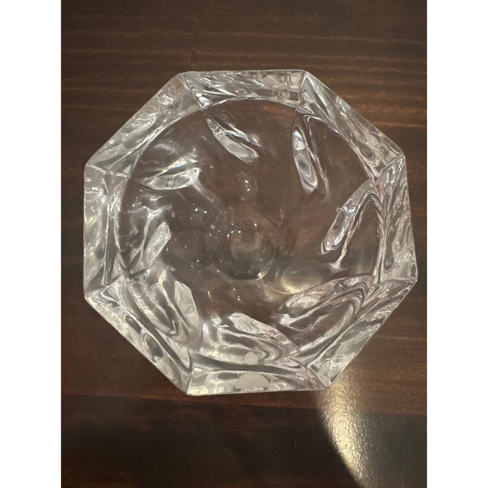 Orrefors Sweden Stella‎ Crystal Bowl Anne Nilsson Signed Octagon Glass Dish